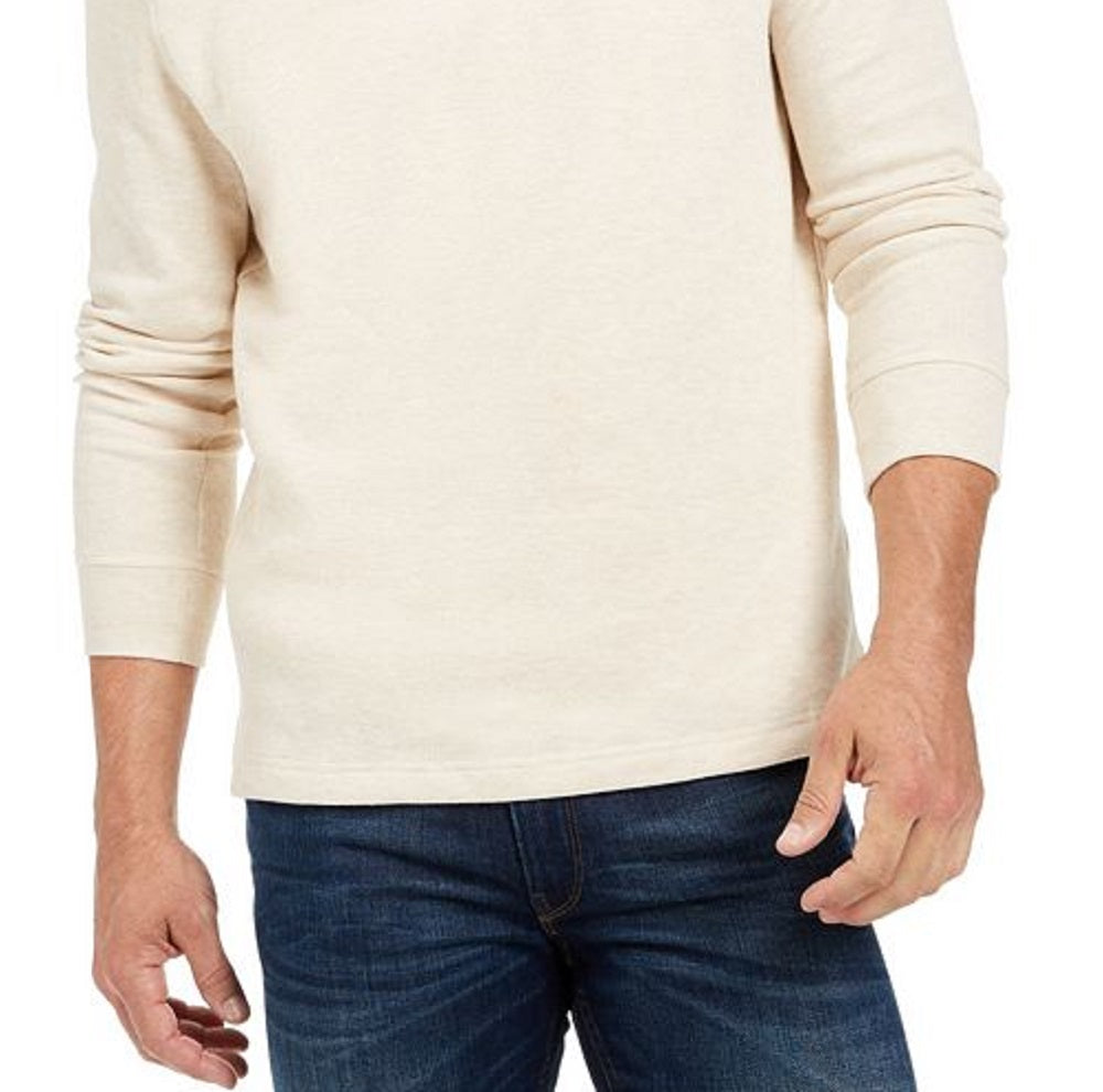 Suéter masculino Club Room com zíper de um quarto e canelado francês, branco, tamanho XXX-G