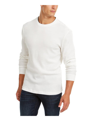 Camisa térmica masculina Club Room com gola redonda, bege, tamanho extragrande