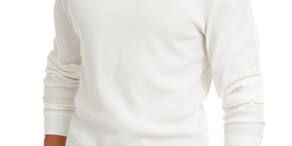 Camisa térmica masculina Club Room com gola redonda, bege, tamanho extragrande