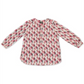 Blusa feminina estampada com pregas nas costas, tamanho grande, vermelha, da coleção JM