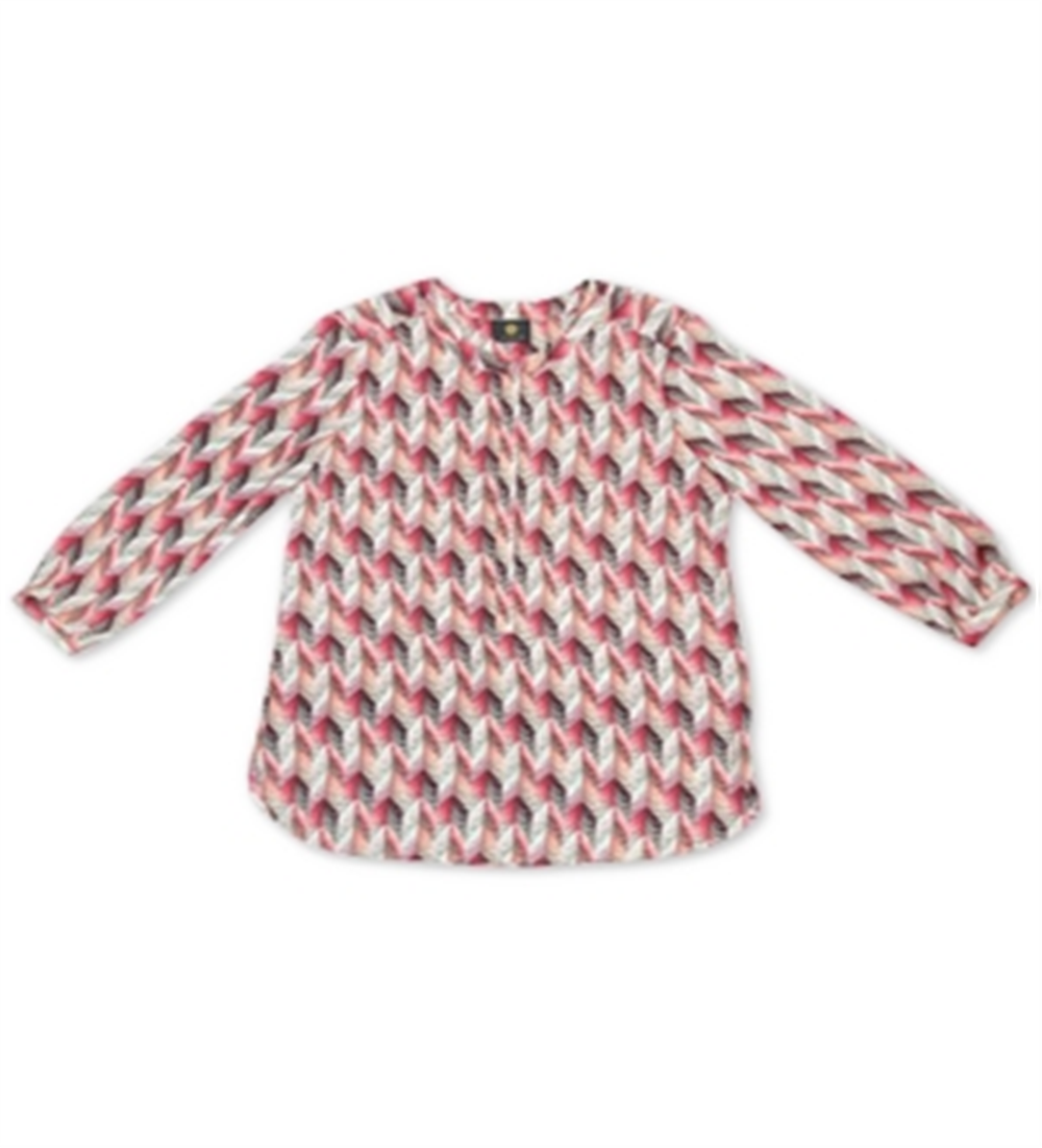 Blusa feminina estampada com pregas nas costas, tamanho grande, vermelha, da coleção JM