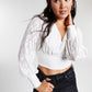 Blusa Cropped Jacquard Feminina Bar III Branca Tamanho Médio