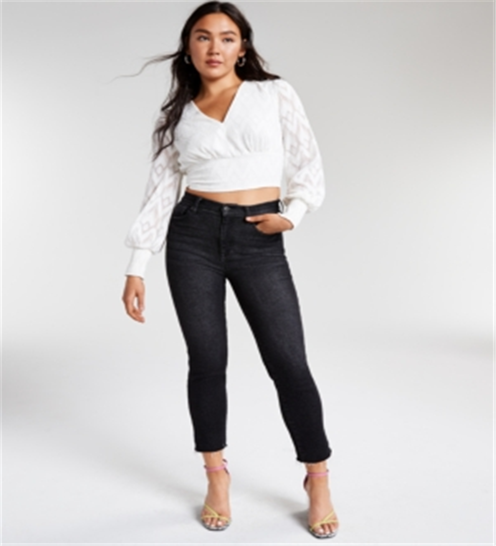 Blusa Cropped Jacquard Feminina Bar III Branca Tamanho Médio