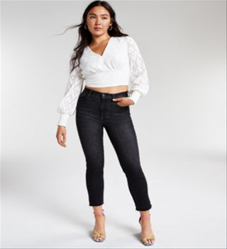 Blusa Cropped Jacquard Feminina Bar III Branca Tamanho Médio