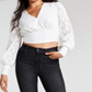 Blusa Cropped Jacquard Feminina Bar III Branca Tamanho Médio