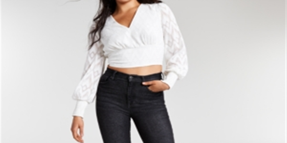 Blusa Cropped Jacquard Feminina Bar III Branca Tamanho Médio