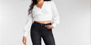 Blusa Cropped Jacquard Feminina Bar III Branca Tamanho Médio