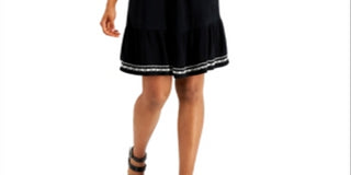 Vestido midi feminino bordado com mangas esvoaçantes estilo &amp; co, preto, tamanho extragrande