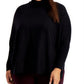 Suéter feminino Alfani com gola alta e ombros caídos, preto, tamanho 2X
