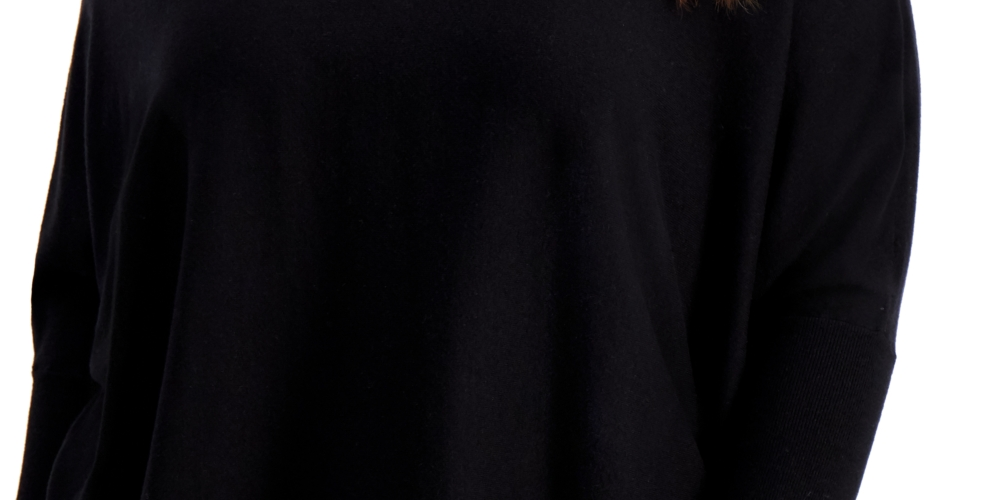 Suéter feminino Alfani com gola alta e ombros caídos, preto, tamanho 2X