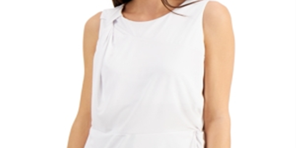 Blusa feminina Alfani com decote redondo e sem mangas e frente torcida, tamanho X-G