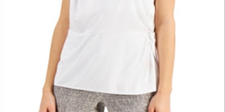 Blusa feminina Alfani com decote redondo e sem mangas e frente torcida, tamanho X-G