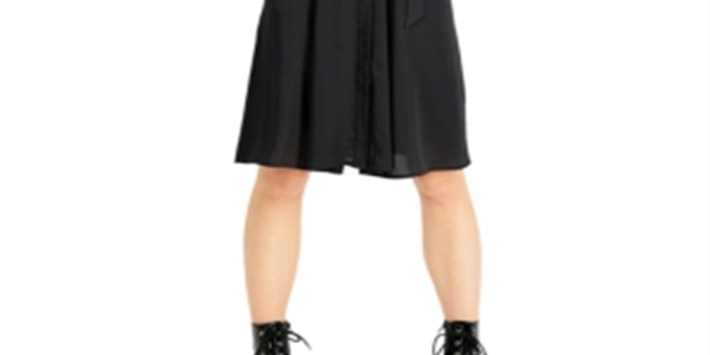 Vestido-camisa feminino com manga 3/4 e cinto, preto, tamanho 8, da INC International Concepts