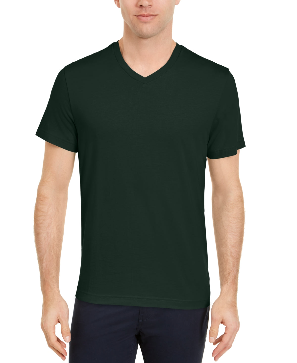 Camiseta masculina com decote em V sólida, tamanho XXX-G, verde, Club Room
