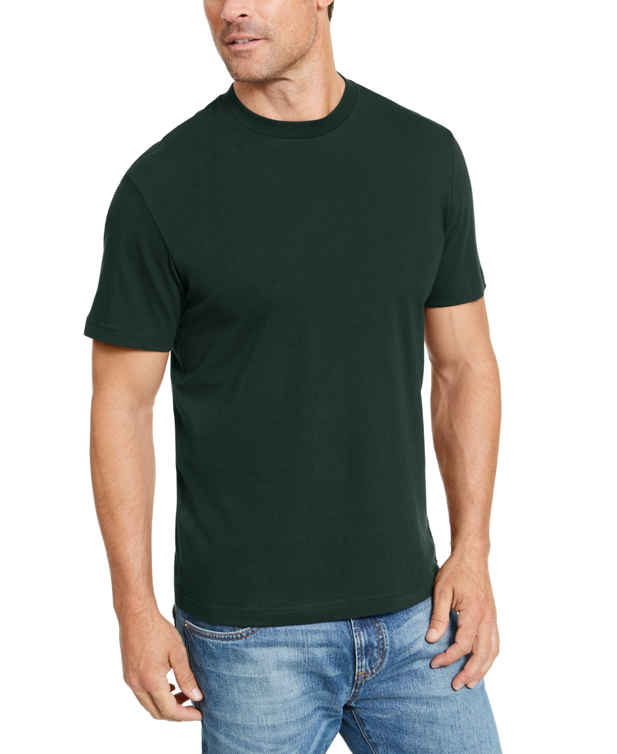 Camiseta masculina de gola redonda sólida Club Room, verde, tamanho XX-G