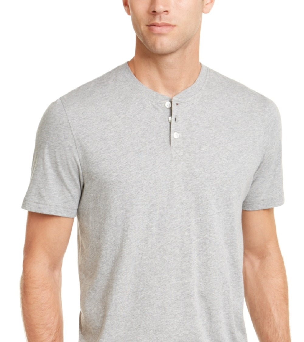Club Room Masculino Henley Cinza Sólido Tamanho Grande