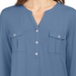 Blusa feminina estilo &amp; co com decote aberto e mangas bufantes, azul, tamanho médio