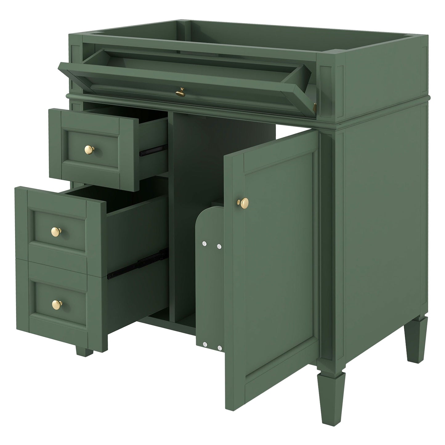 Bathroom Vanity With 2 Drawers and Tip-Out Drawer Storage Cabinet
