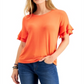 Blusa feminina manga bufante estilo &amp; co laranja tamanho médio