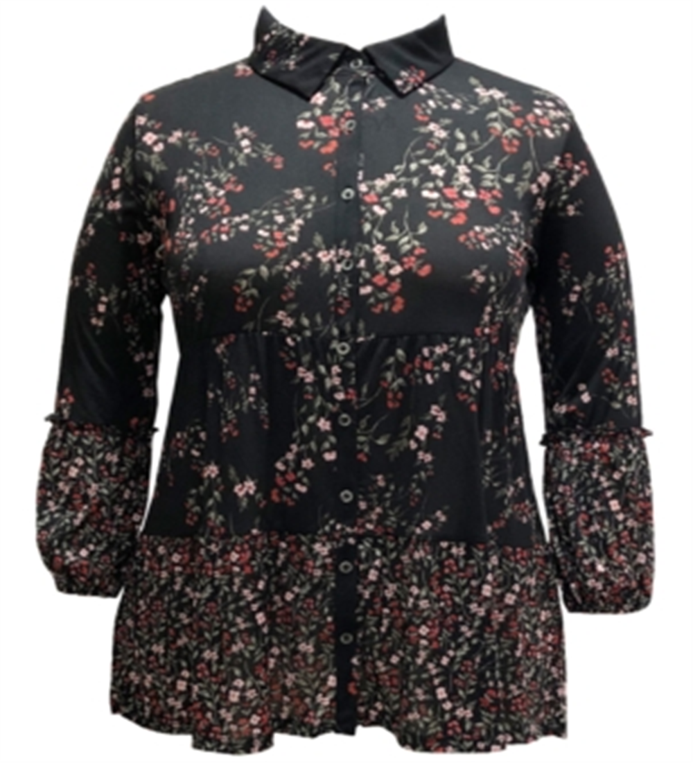 Túnica feminina com estampa floral estilo &amp; co, preta, tamanho grande