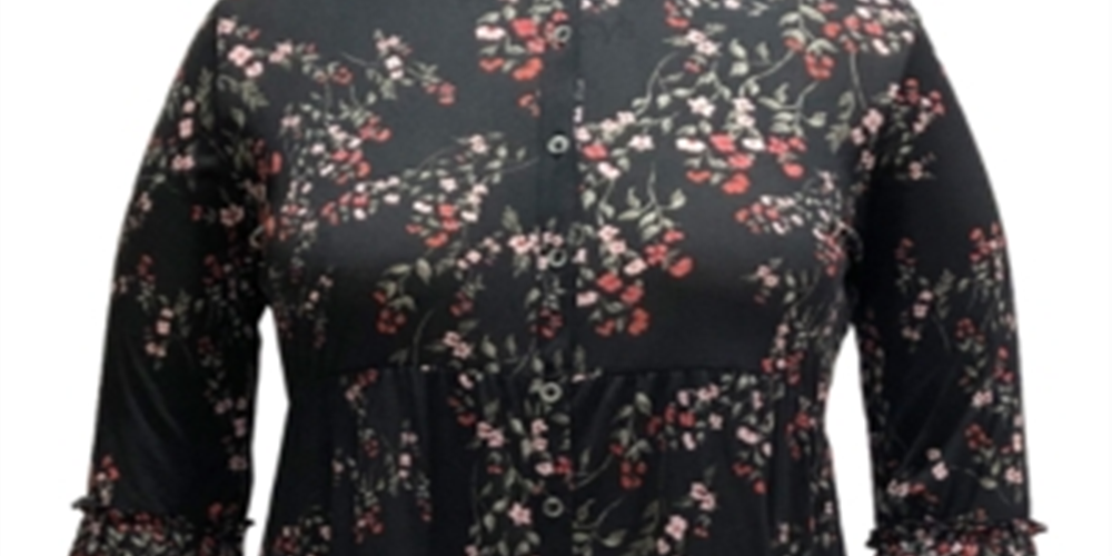Túnica feminina com estampa floral estilo &amp; co, preta, tamanho grande