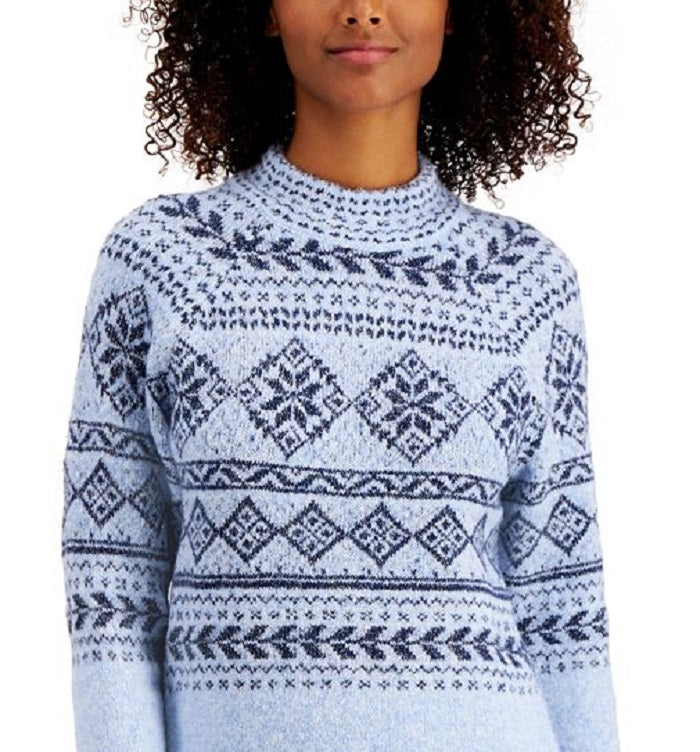 Suéter túnica feminino Fair Isle da Style &amp; Co, azul, tamanho pequeno
