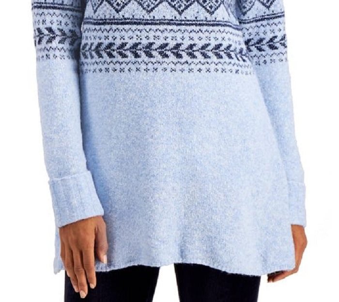 Suéter túnica feminino Fair Isle da Style &amp; Co, azul, tamanho pequeno