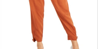 Calça utilitária plissada feminina Bar III, laranja, tamanho 14
