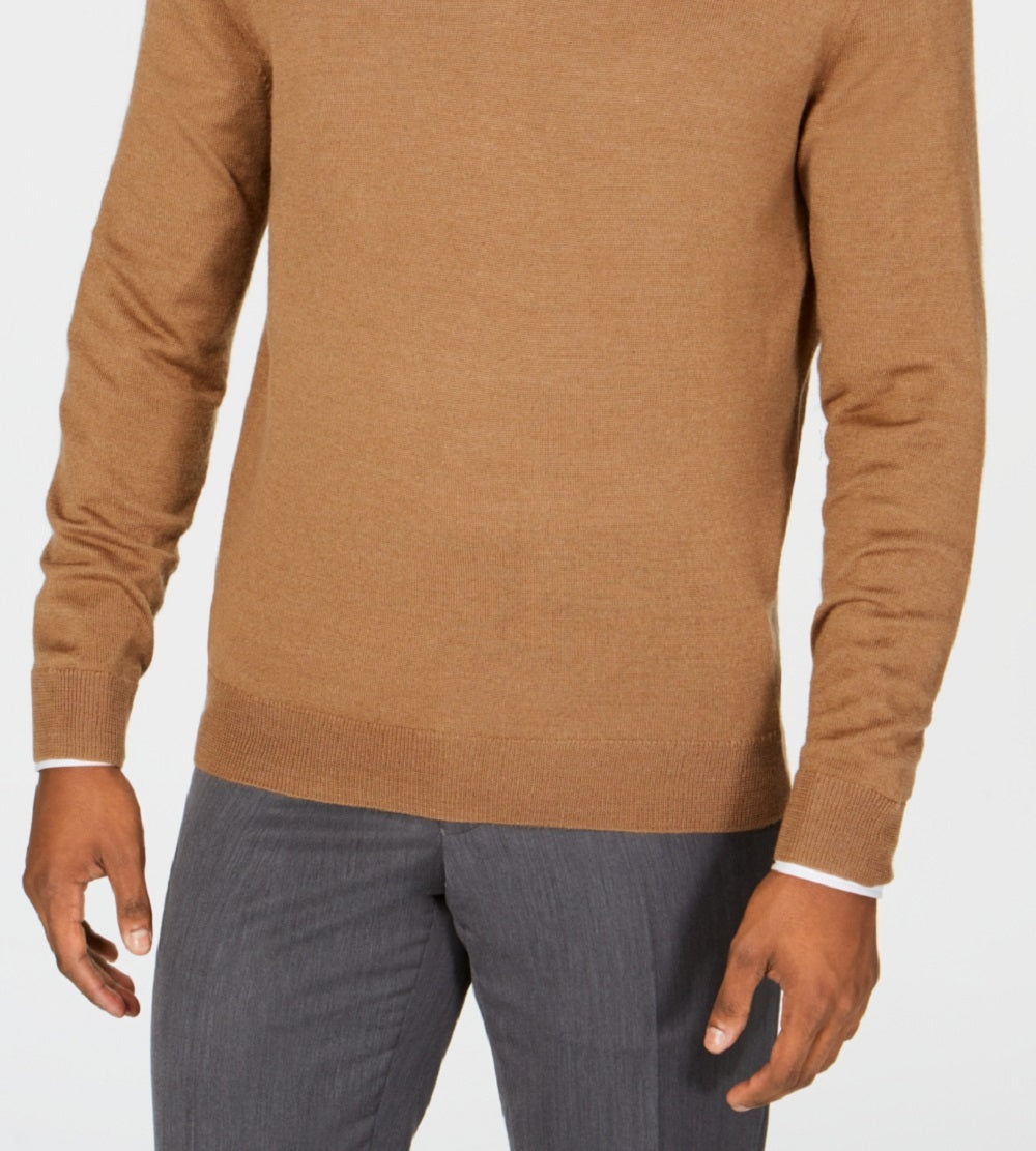 Suéter masculino Club Room com decote em V e mistura de lã merino, marrom, tamanho extragrande