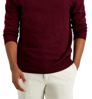 Suéter masculino Club Room com decote em V, mescla de lã merino, roxo, tamanho médio
