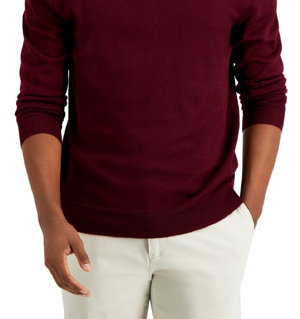 Suéter masculino Club Room com decote em V e mistura de lã merino, roxo, tamanho grande