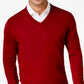 Suéter masculino Club Room com decote em V e mistura de lã merino, vermelho, tamanho médio