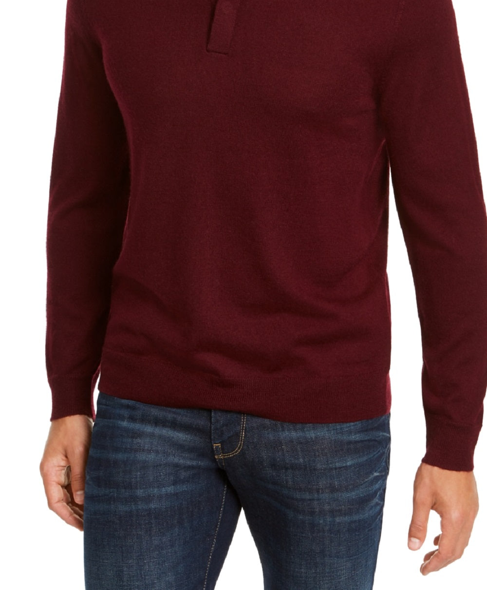 Suéter polo masculino de lã merino mesclada Club Room, vermelho, tamanho médio