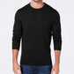Suéter masculino Club Room de mistura de lã merino com gola redonda e cor sólida, preto, tamanho grande