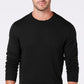 Suéter masculino Club Room de mistura de lã merino com gola redonda e cor sólida, preto, tamanho grande