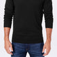 Suéter masculino Club Room de mistura de lã merino com gola redonda e cor sólida, preto, tamanho grande