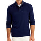 Suéter de gola alta simulada com botões de algodão masculino Club Room, azul, tamanho XX-G