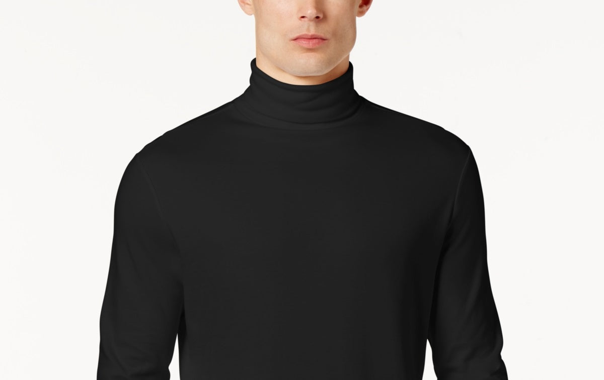 Camisa de gola alta sólida masculina Club Room, preta, tamanho XX-G