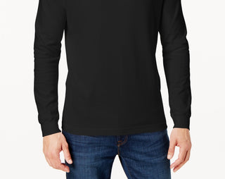 Camisa de gola alta sólida masculina Club Room, preta, tamanho XX-G