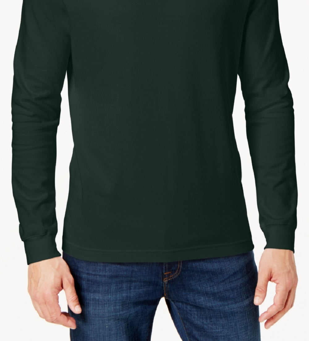 Camisa de gola alta sólida masculina Club Room, verde, tamanho grande