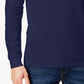 Camisa de gola alta sólida masculina Club Room, azul, tamanho médio
