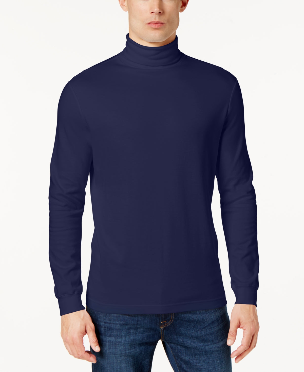 Camisa de gola alta sólida masculina Club Room, azul, tamanho médio