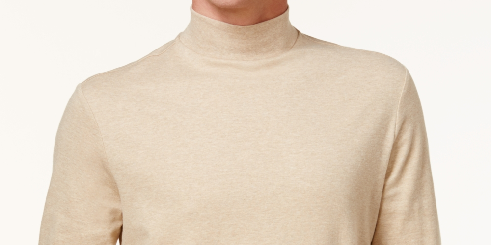 Camisa de gola alta sólida masculina Club Room, marrom, tamanho grande