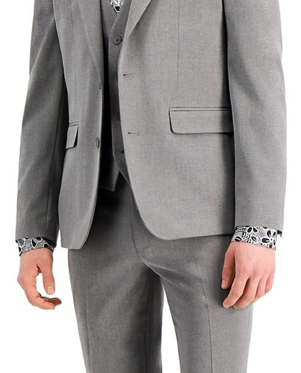 INC International Concepts Jaqueta Masculina Slim Fit Sólida Cinza Tamanho Médio