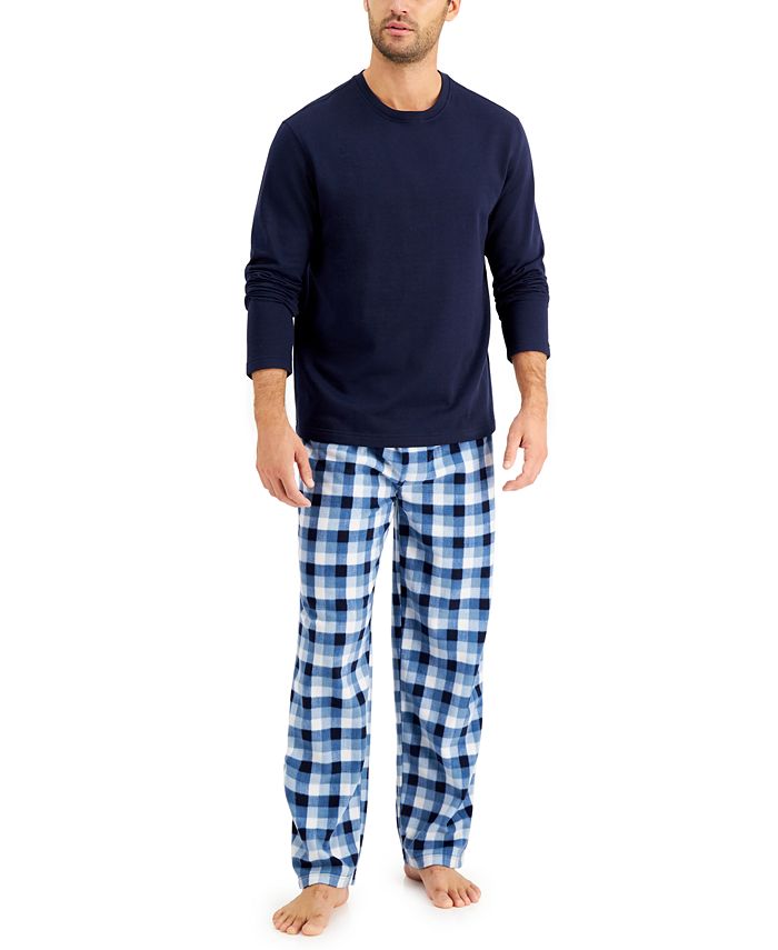 Conjunto de pijama masculino Club Room azul tamanho médio
