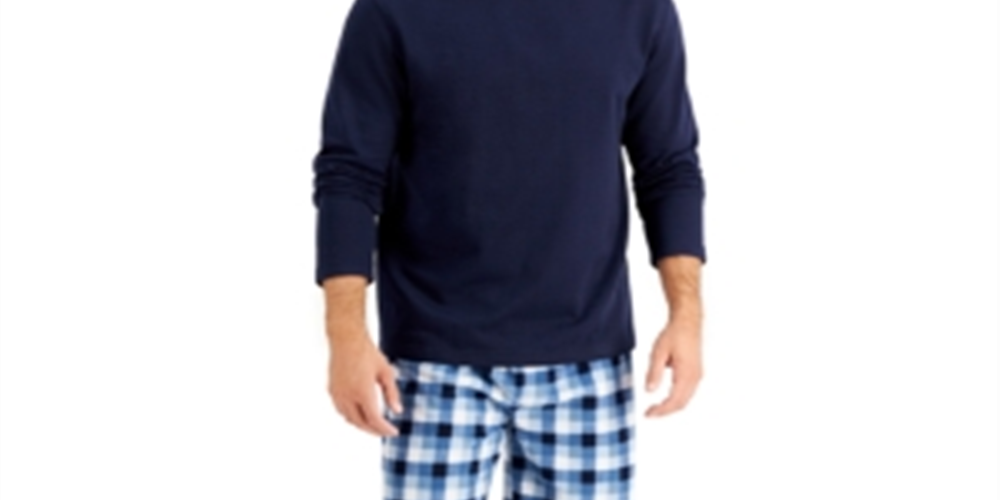Conjunto de pijama masculino Club Room azul tamanho médio