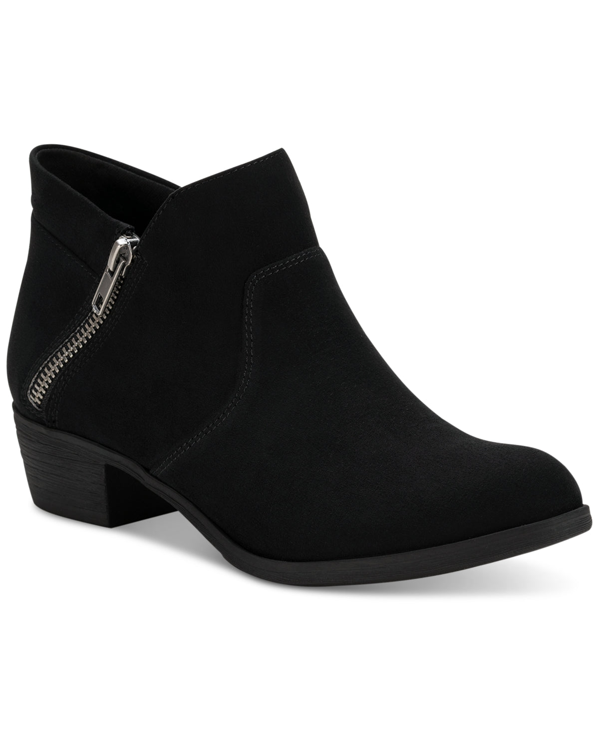 Botas femininas Sun + Stone Abby Double Zip, pretas, tamanho 8 M