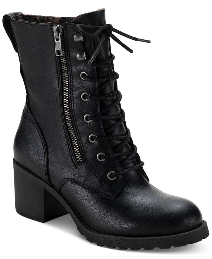 Botas de caminhada femininas Sun + Stone Sloanie com cadarço e sola de tachas, pretas, tamanho 9,5 M