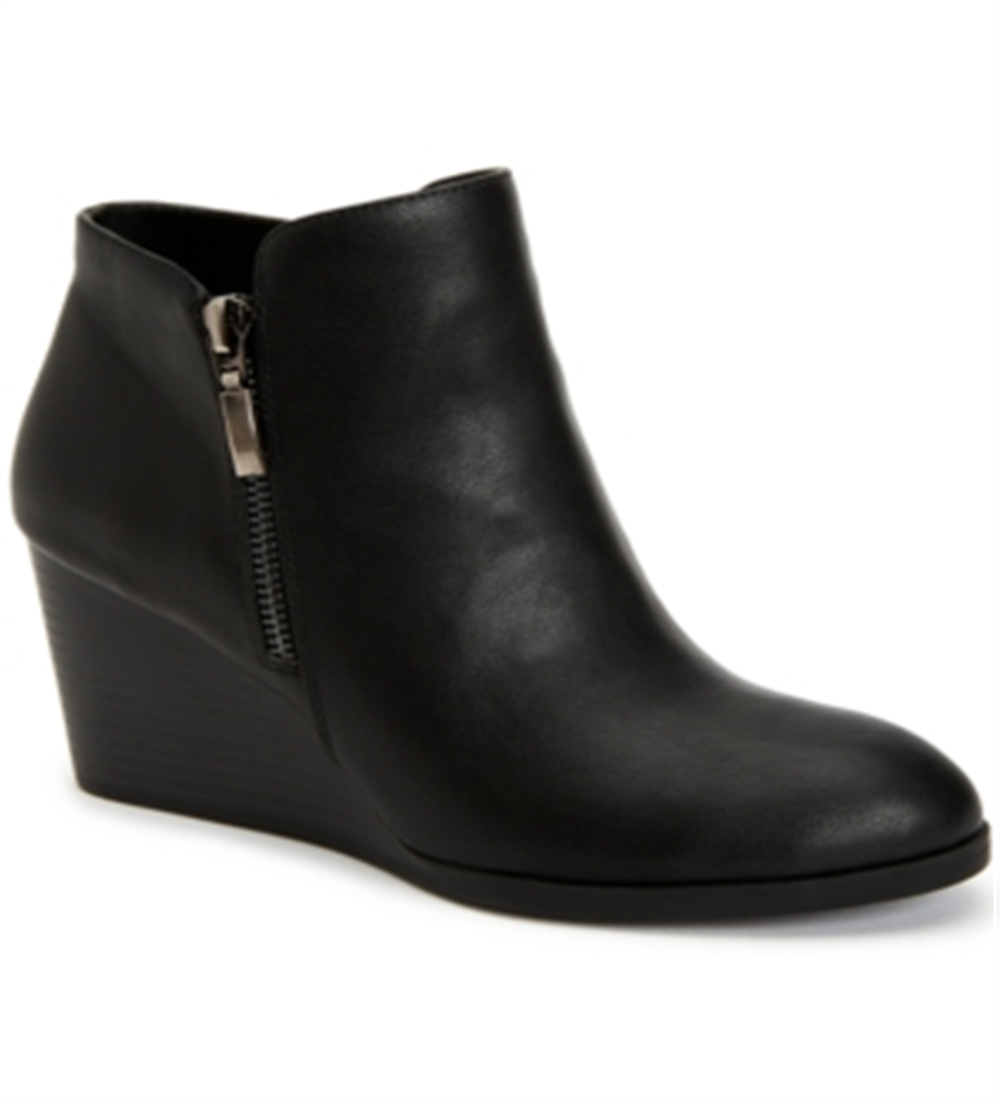 Botas femininas Wynonaa de couro sintético com salto alto, pretas, tamanho 9,5 m