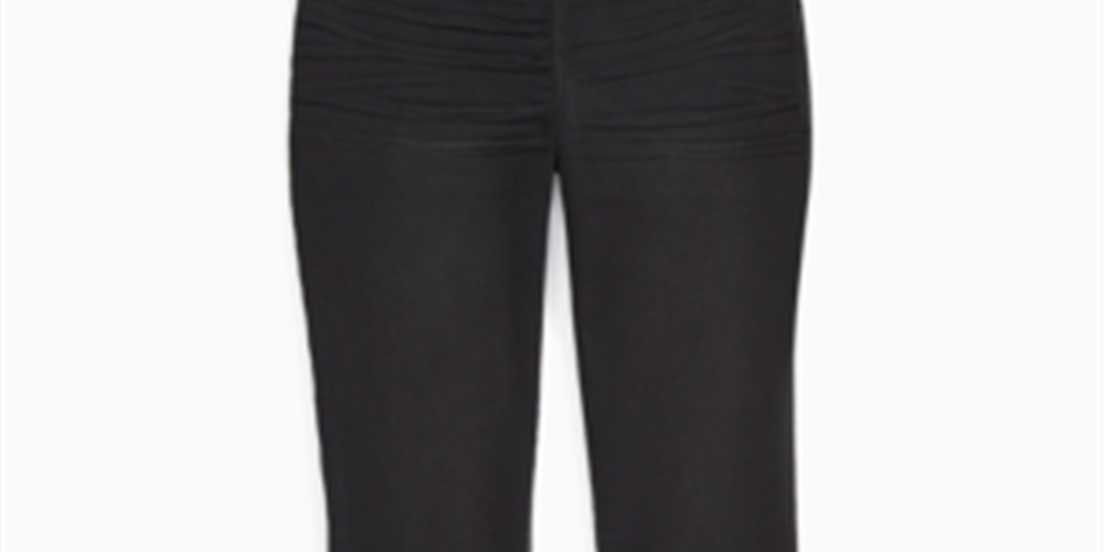 Calça legging feminina INC International Concepts, jeans, bolsos, desfiada, cintura média, preta, tamanho 8